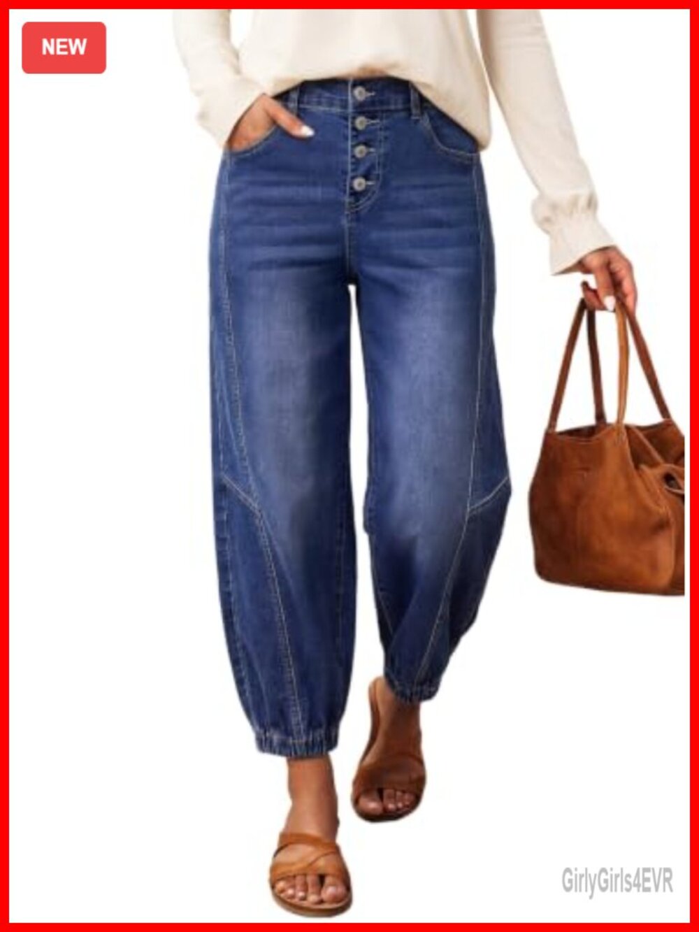 Dokotoo Barrel Jeans Baggy Wide Leg Denim Pants with Pockets